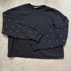 Zara Women's Black Rhinestone sleeve Sweatshirt - S